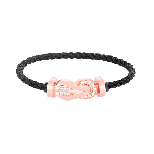 [AURORA]CHANCE LARGE 8 FIGURE BUCKLE HALF DIAMOND BRACELET ROSE GOLD