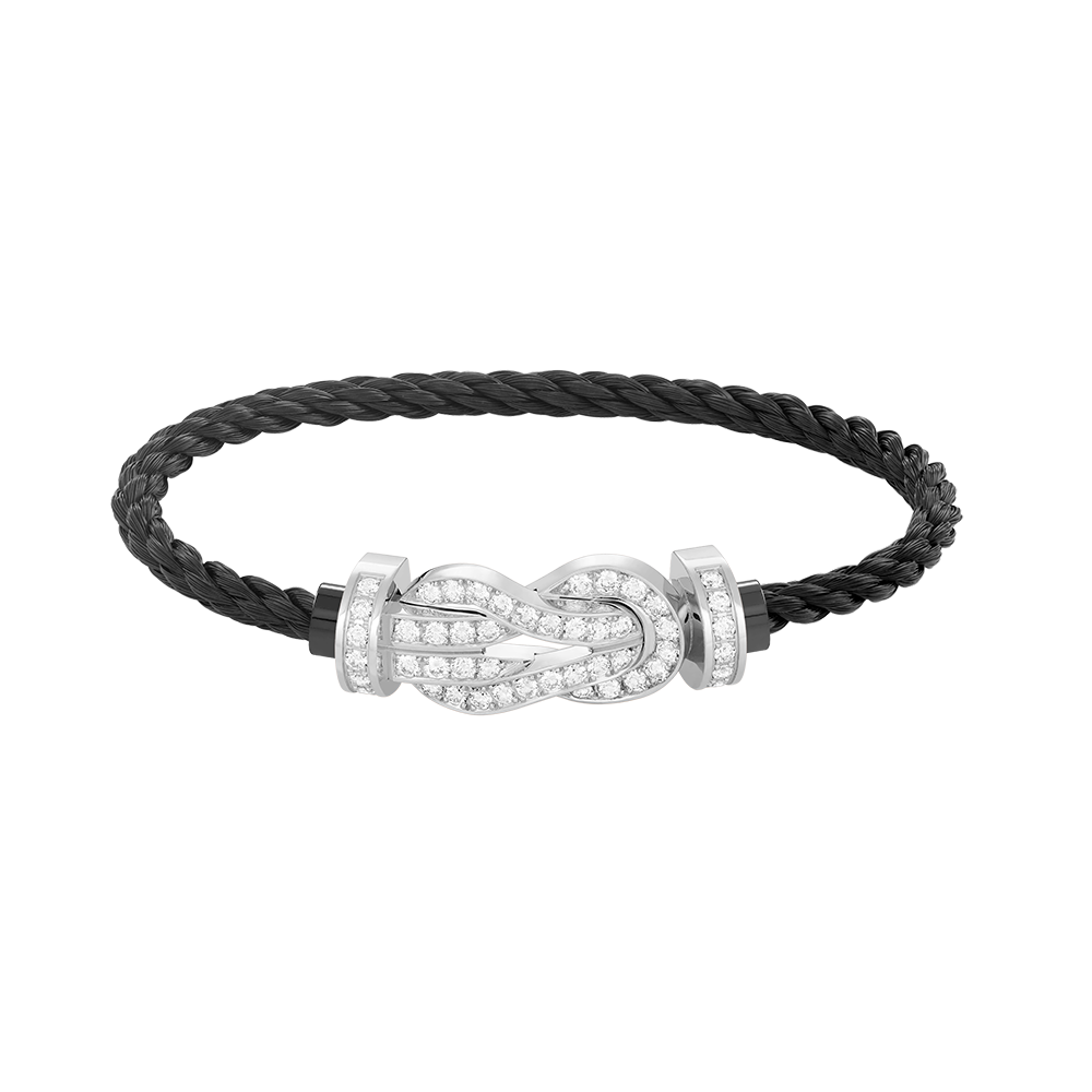 [AURORA]CHANCE LARGE 8 FIGURE BUCKLE FULL DIAMOND BRACELET SILVER