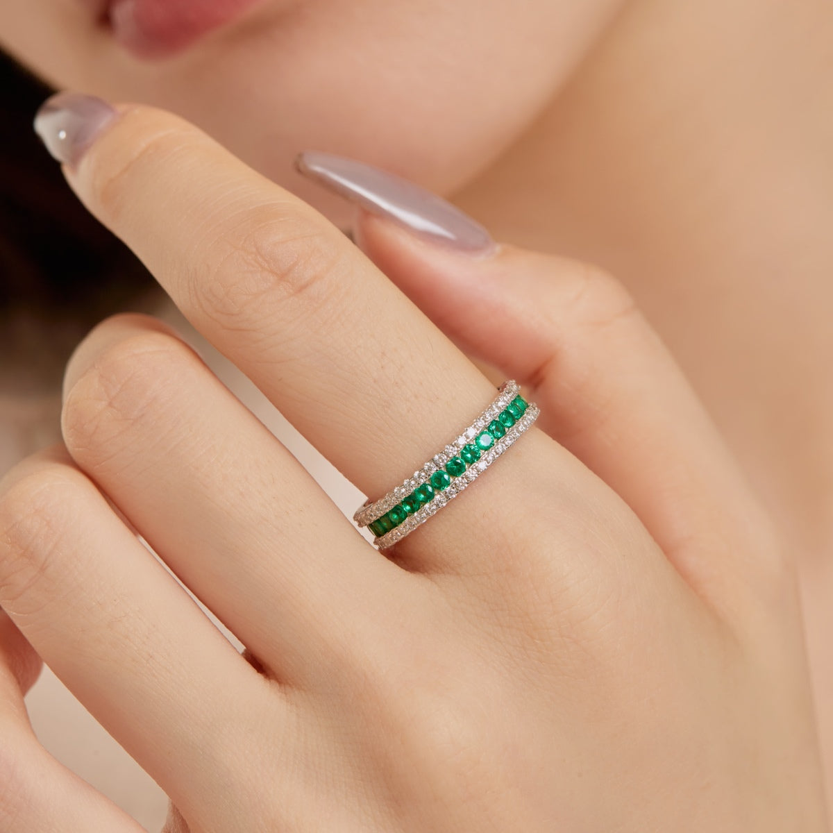 [AURORA]Delicate Colorful Round Cut Daily Ring