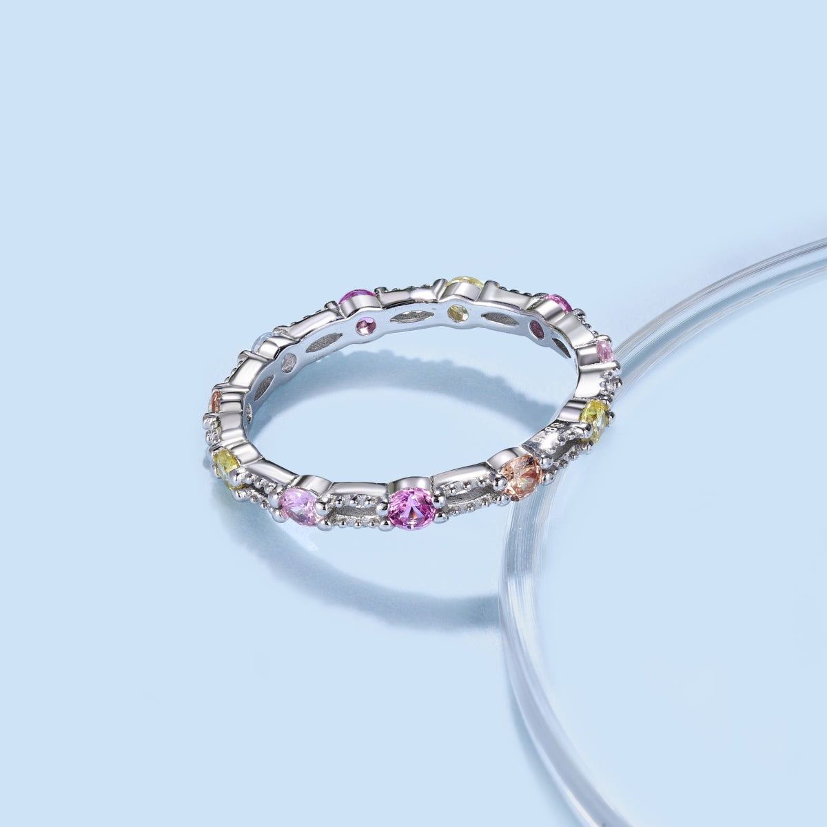 [AURORA]Sparkling Colorful Round Cut Tennis Ring