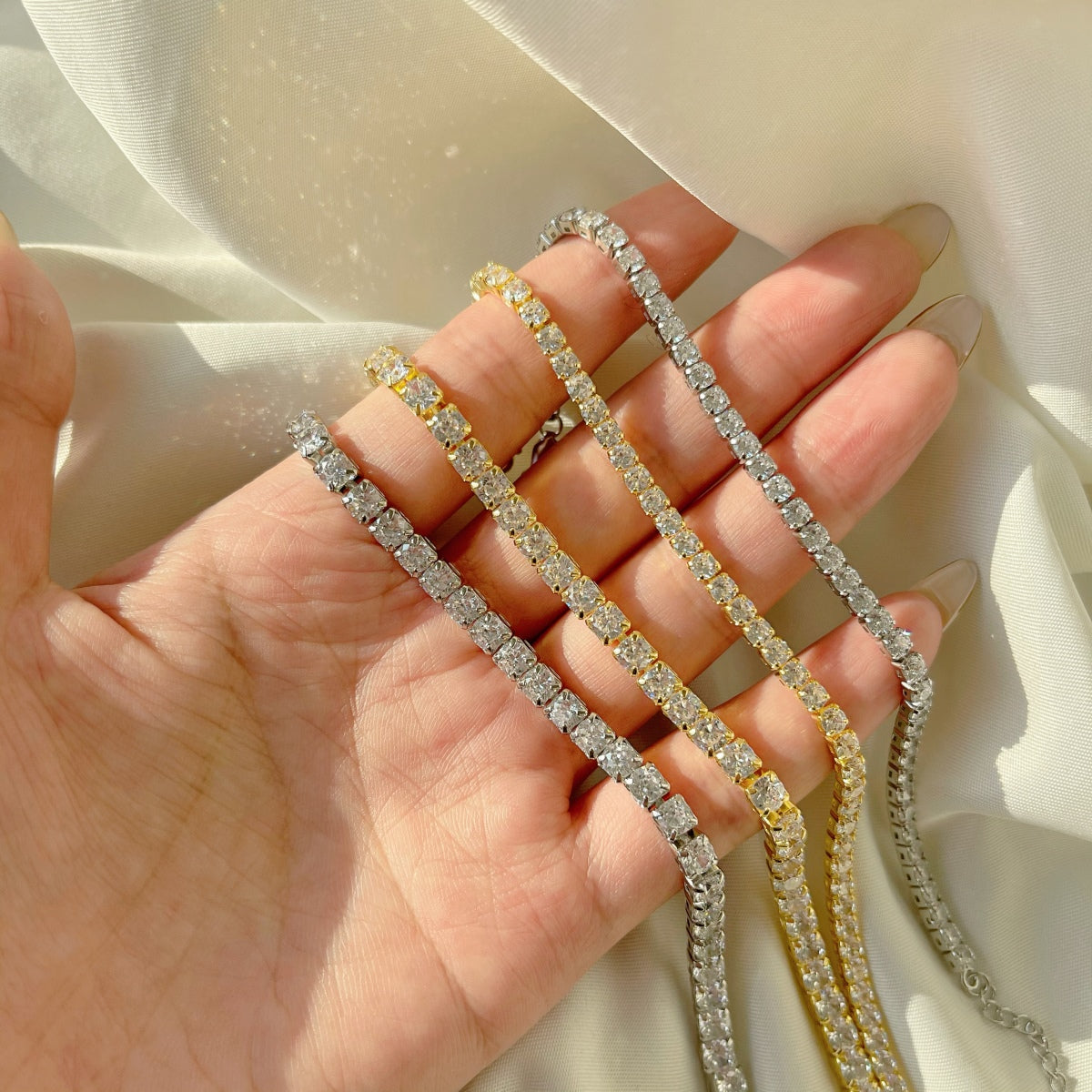 [AURORA]Sparkling Radiant Princess Cut Tennis Bracelet