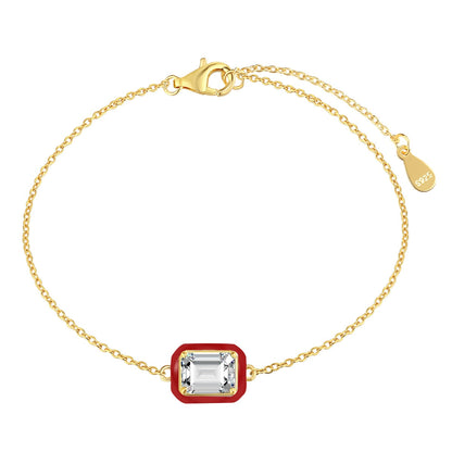 [AURORA]2.0 Carat Sparkling Colorful Emerald Cut Daily Bracelet