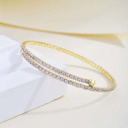 [AURORA]Row of Diamonds Round Fashion Bracelet