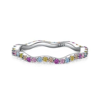 [AURORA]Dainty Colorful Round Cut Party Ring