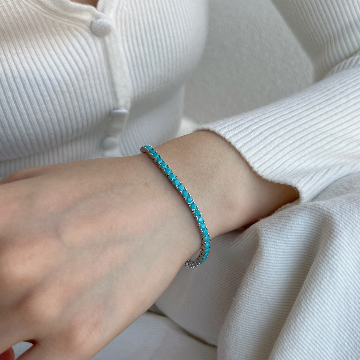 [AURORA]Dainty Charming Round Cut Tennis Bracelet