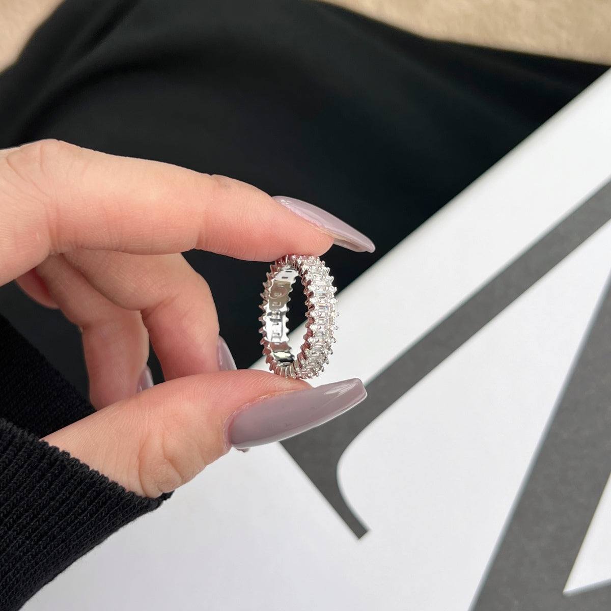 [AURORA]Splashy Ornate Emerald Cut Cocktail Ring