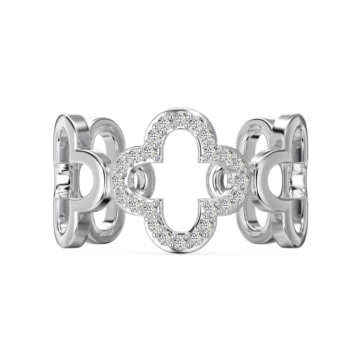 [AURORA]Hollow Design Four-Leaf Clover Flower Shape Ring