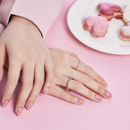 [AURORA]Sparkling Colorful Round Cut Tennis Ring