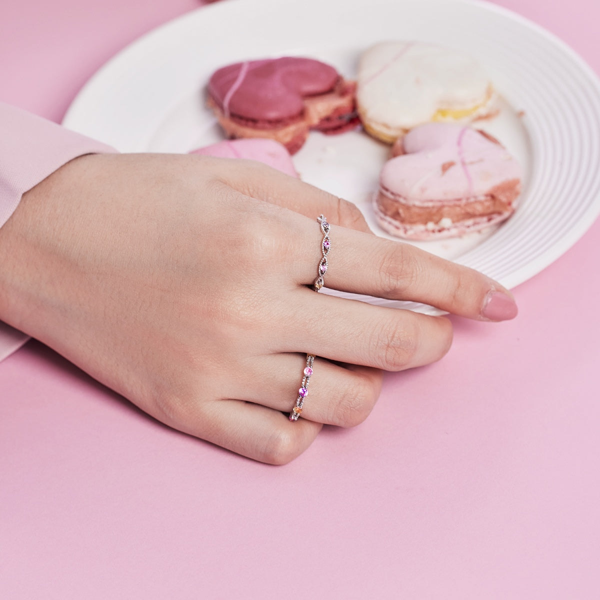 [AURORA]Sparkling Colorful Round Cut Tennis Ring