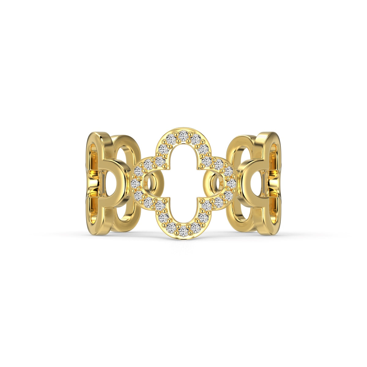 [AURORA]Hollow Design Four-Leaf Clover Flower Shape Ring