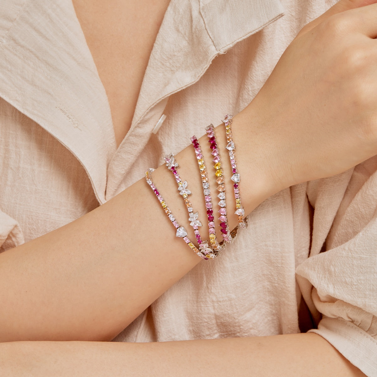 [AURORA]Radiant Colorful Round Cut Tennis Bracelet