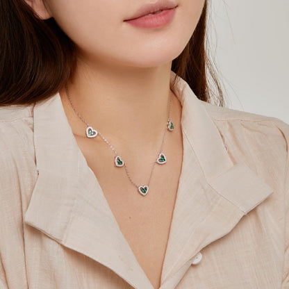 [AURORA]Sparkling Five Heart Necklace