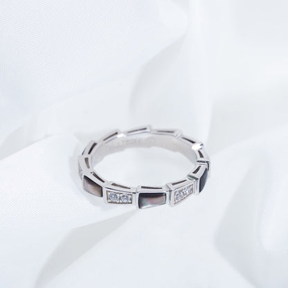 [AURORA]SERPENTI RING SILVER  DIAMOND BLACK MOP 3MM