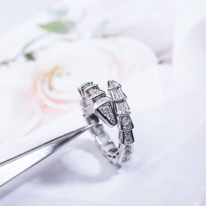 [AURORA]SERPENTI RING SILVER DIAMOND PAVED 4MM