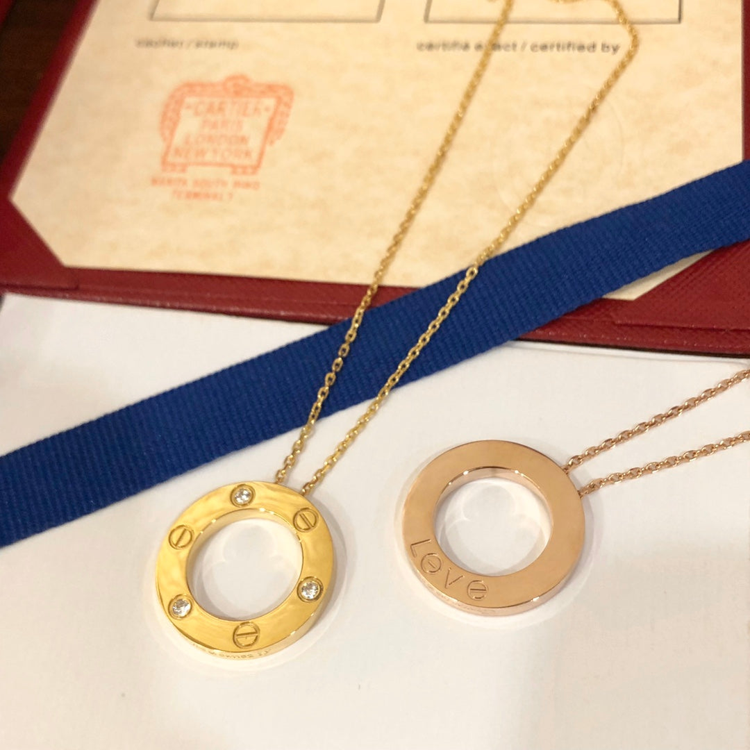 [AURORA]LOVE NECKLACE 16MM 3 DIAMONDS