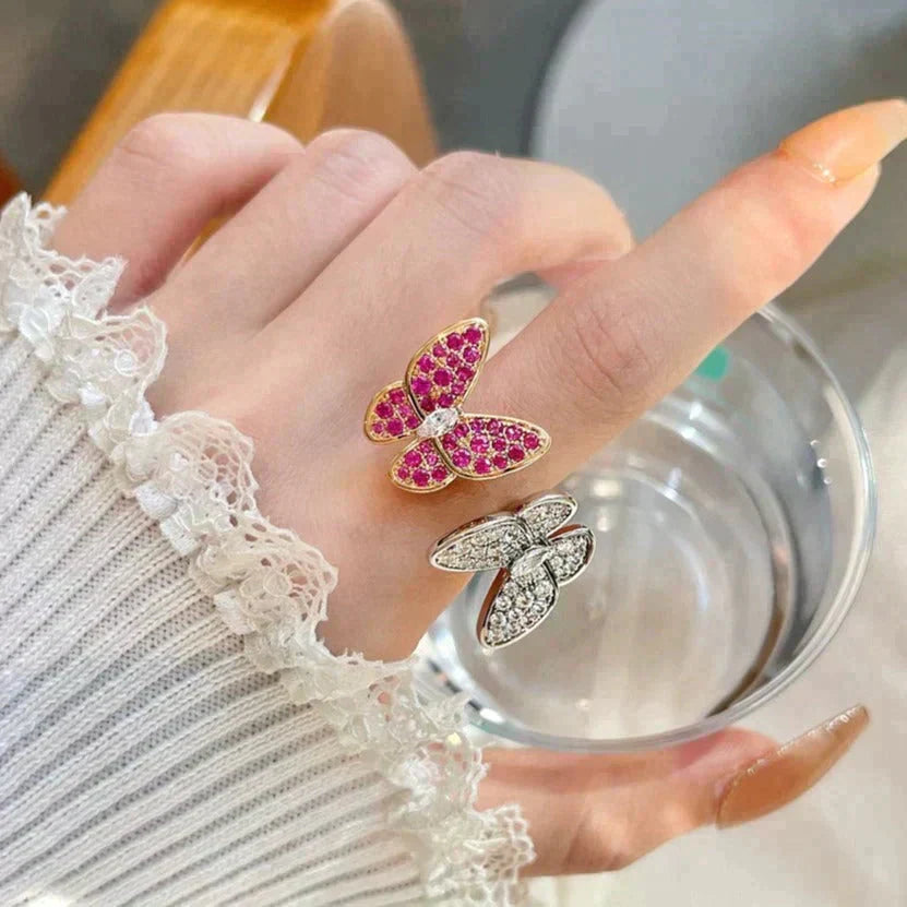 [AURORA]TWIN BUTTERFLY DIAMOND RING