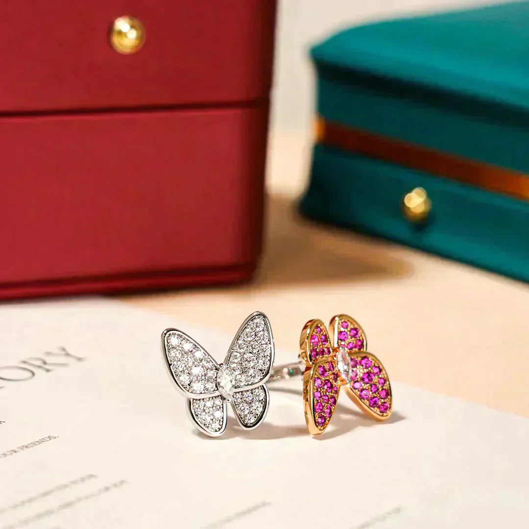 [AURORA]TWIN BUTTERFLY DIAMOND RING