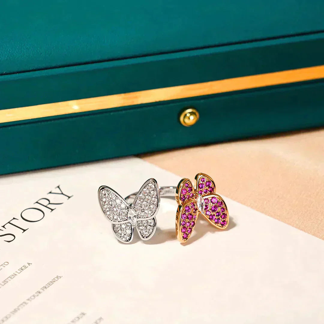 [AURORA]TWIN BUTTERFLY DIAMOND RING