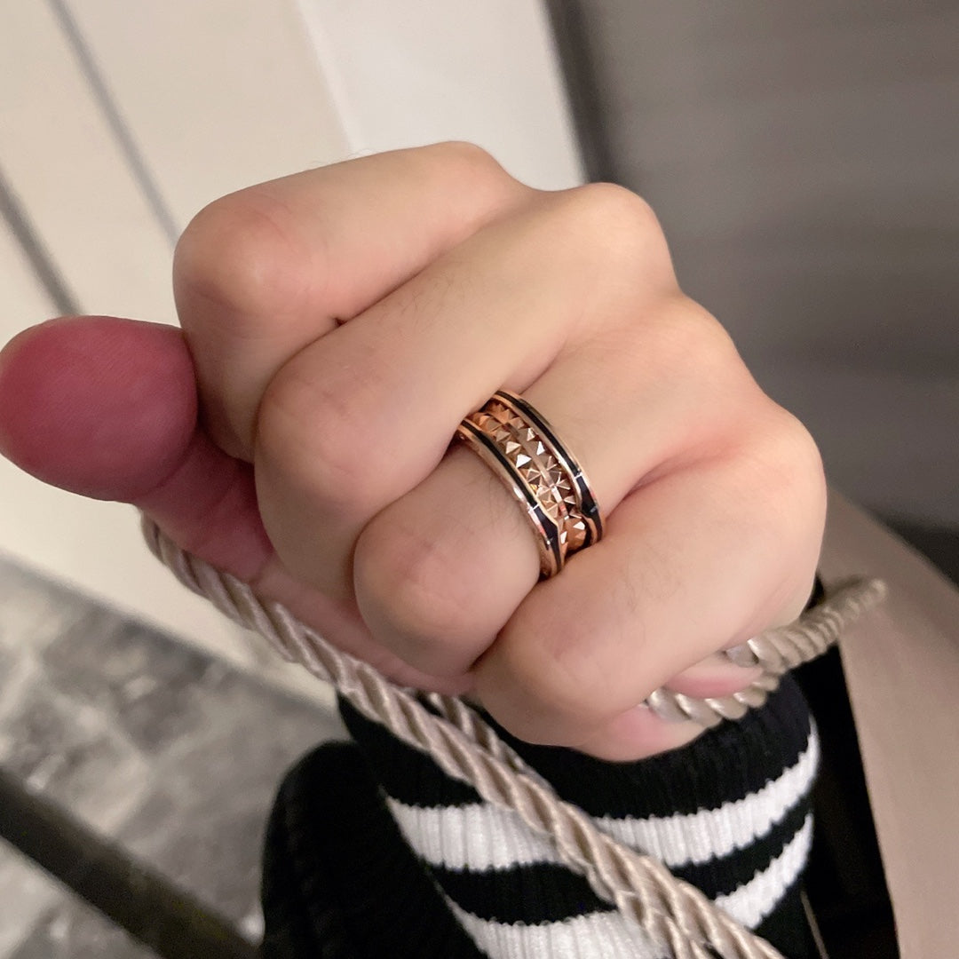[AURORA]ZERO 1 PINK GOLD BLACK CERAMIC RING