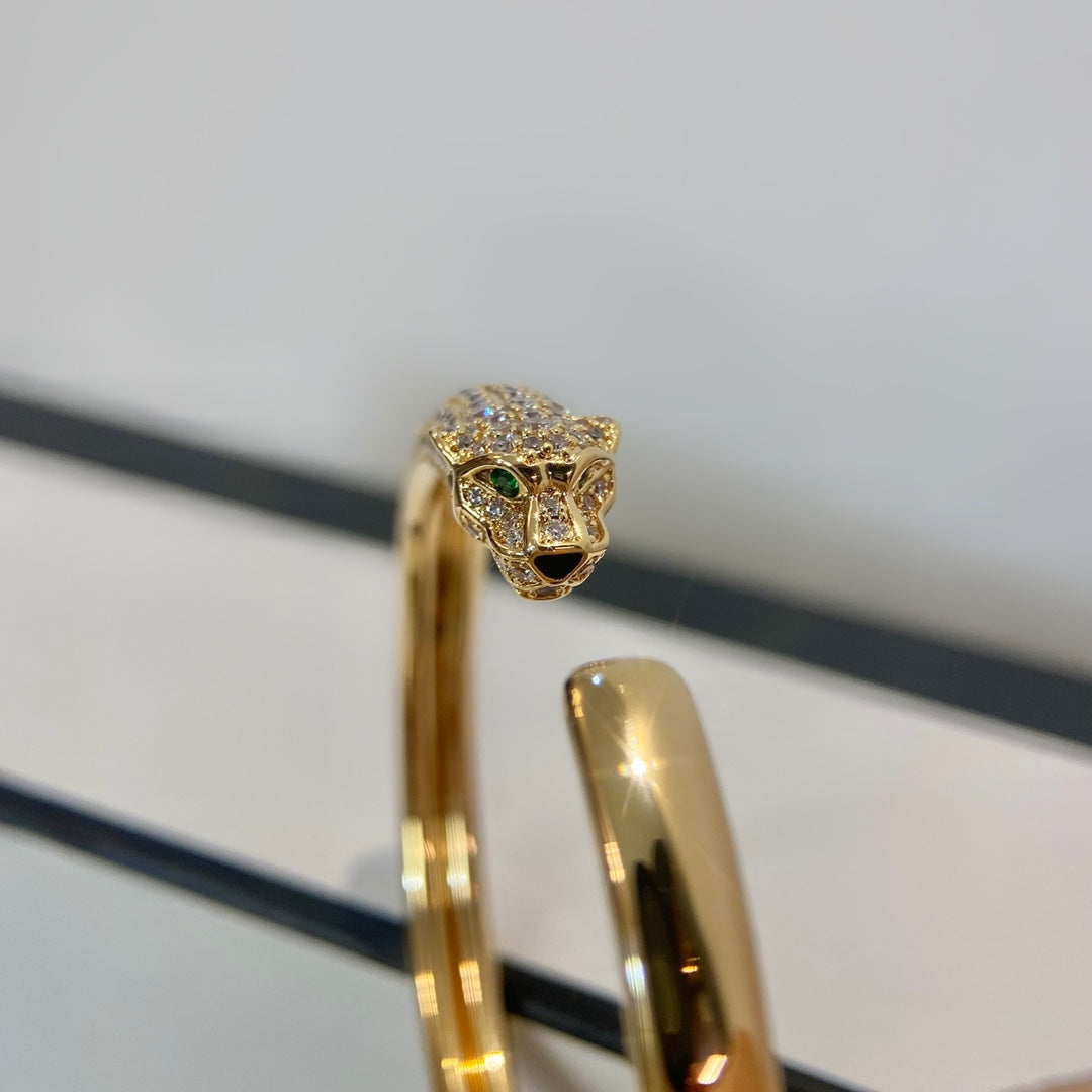 [AURORA]PANTHERE GOLD DIAMOND OPEN BRACELET