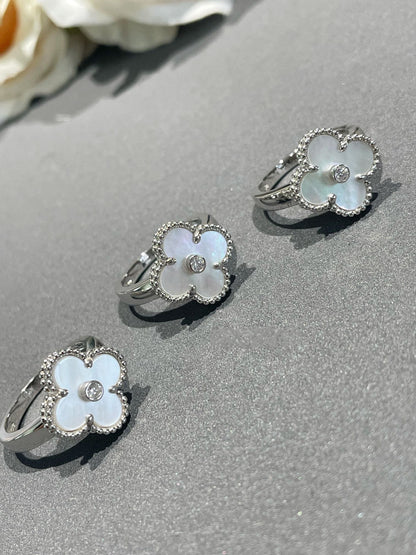 [AURORA]CLOVER SILVER MOP DIAMOND RING