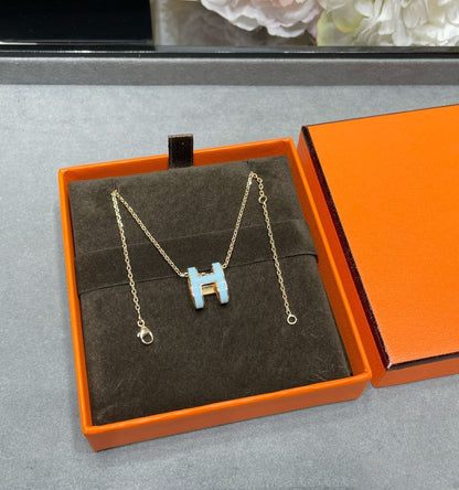 [AURORA]POP H SKY BLUE NECKLACE