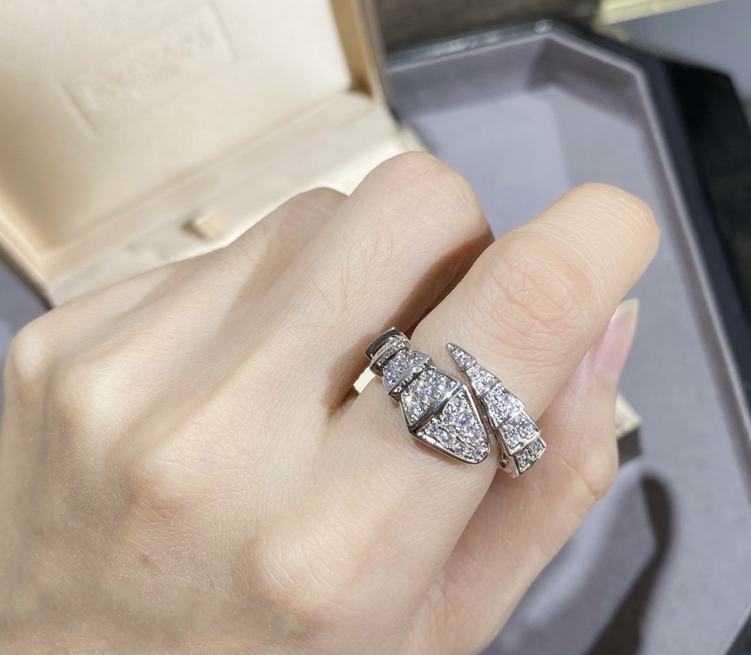 [AURORA]SERPENTI LARGE RING SILVER DIAMOND PAVED
