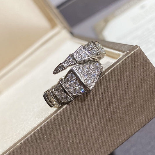 [AURORA]SERPENTI LARGE RING SILVER DIAMOND PAVED