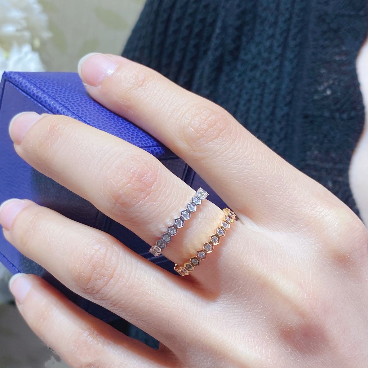 [AURORA]BEE LOVE DIAMOND PAVED SMALL RING