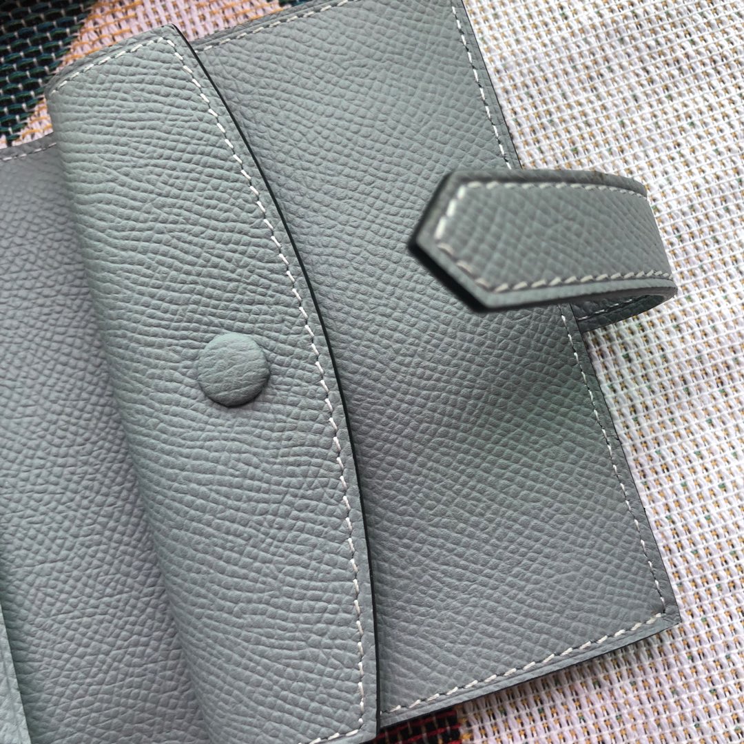 BEARN COMPACT WALLET 12 IN RHINO GRAY EPSOM LEATHER