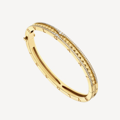 [AURORA]ZERO 1 SPIRAL AND PAVED DIAMOND GOLD BRACELET