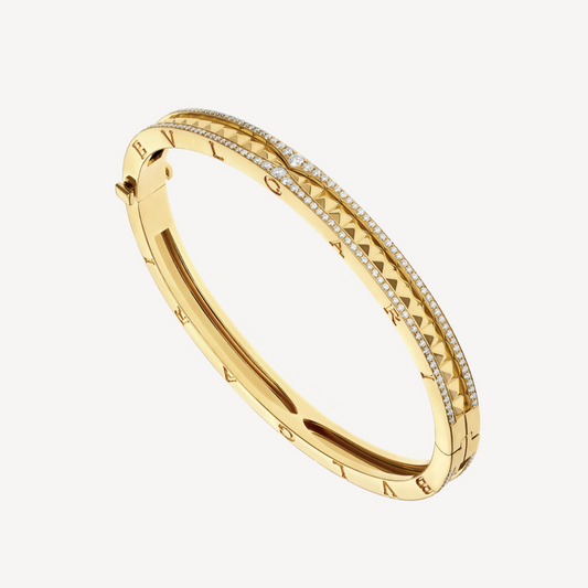 [AURORA]ZERO 1 SPIRAL AND PAVED DIAMOND GOLD BRACELET