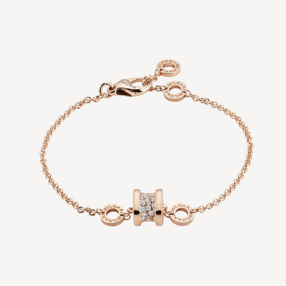 [AURORA]ZERO 1 SOFT PINK GOLD WITH PAVED DIAMONDS ON THE SPIRAL BRACELET