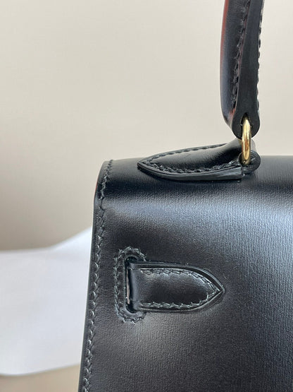 KELLY MINI 20 BAG IN BLACK SMOOTH CALFSKIN WITH GOLD HARDWARE (MADE-TO-ODER)