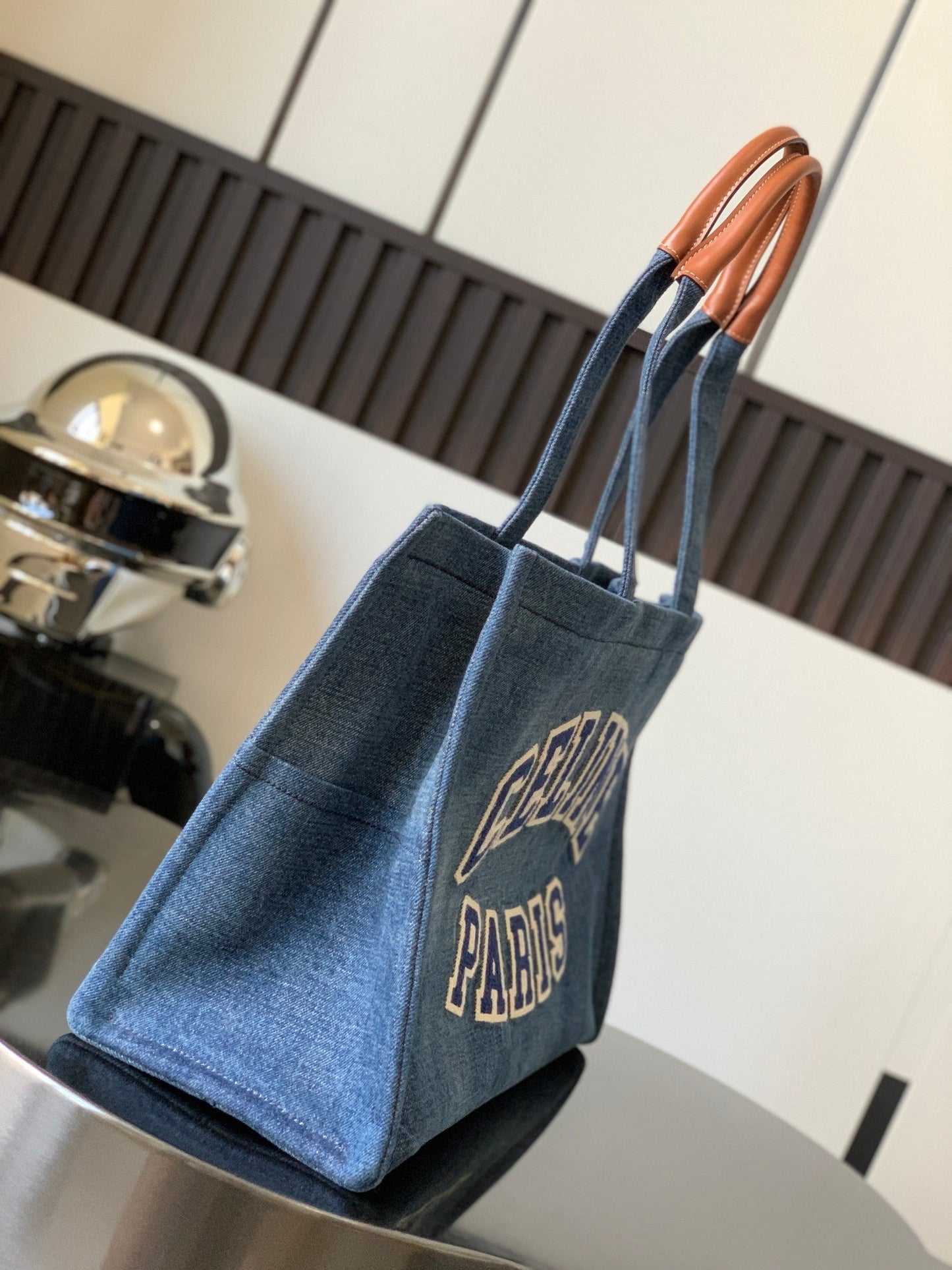 LARGE CABAS THAIS 41 IN BLUE DENIM