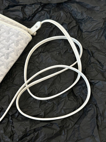 PLUMET POCKET WALLET 20 IN WHITE GOYARDINE CANVAS AND LAMBSKIN TRIM