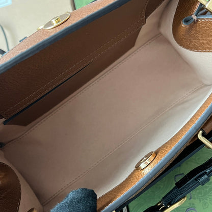 DIANA MEDIUM TOTE BAG 27 IN BROWN CALFSKIN BAMBOO HANDLES