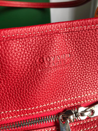 HARDY PM BAG 40 IN RED GOYARDINE CANVAS AND TAURILLON LEATHER TRIM