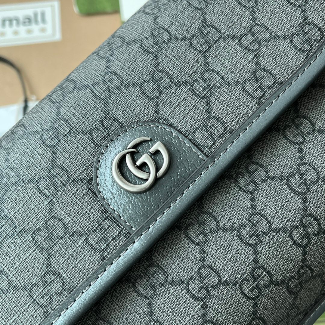 OPHIDIA BELT BAG 24 IN DARK GREY GG CALFSKIN