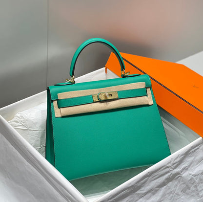 KELLY 28CM IN VERT VERTIGO EPSOM CALFSKIN GOLD HARDWARE