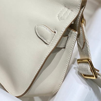 HM JYPSIERE SHOULDER BAG 23 IN BEIGE CALFSKIN GOLD HARDWARE