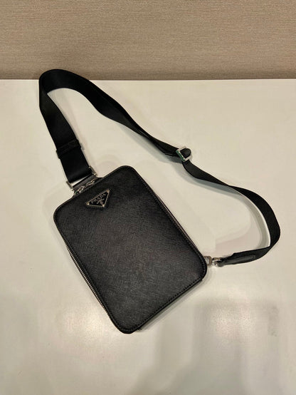 CHEST BAG 20 IN BLACK SAFFIANO LEATHER