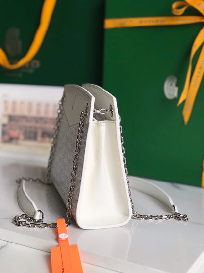 ROUETTE STRUCTURÉ MINI BAG 21 IN WHITE GOYARDINE CANVAS AND CALFSKIN