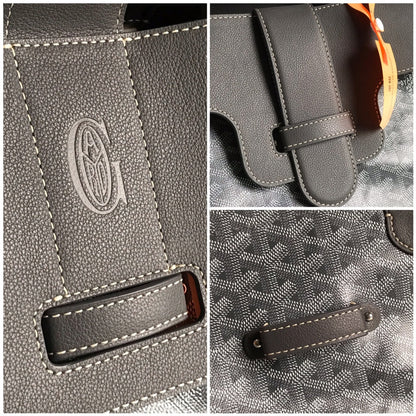 SAIGON SOUPLE BAG 34 IN GREY GOYARDINE CANVAS AND CALFSKIN