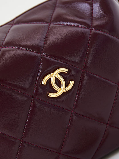 HOBO BAG 18 IN WINE RED SOFT LAMBSKIN GOLD CHAIN