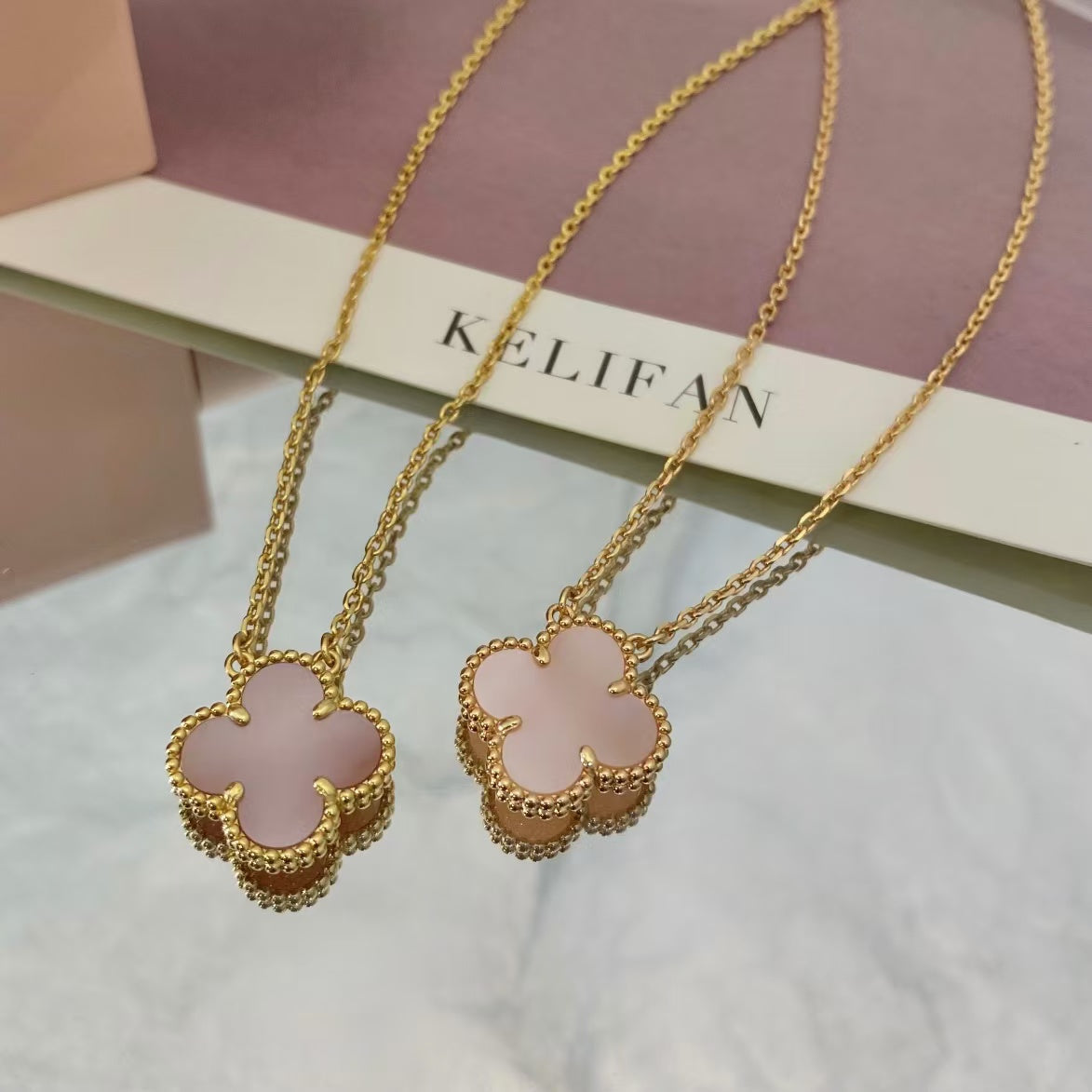 [AURORA]CLOVER 15MM PINK MOTHER-OF-PEARL NECKLACE