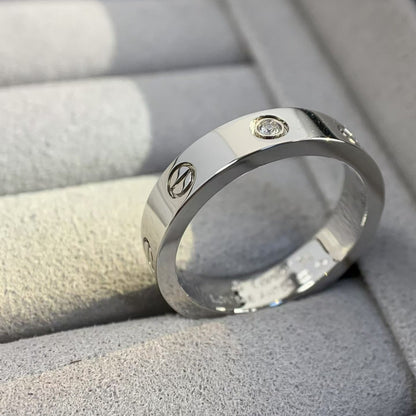 [AURORA]LOVE RING 4MM 1 DIAMOND SILVER