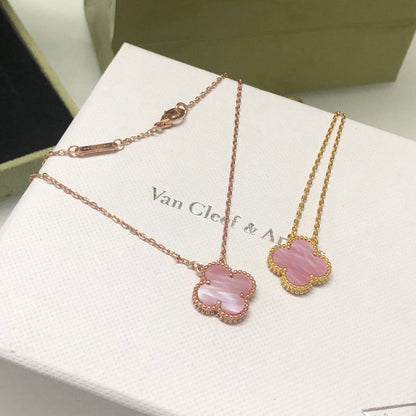 [AURORA]CLOVER 15MM PINK MOTHER-OF-PEARL NECKLACE