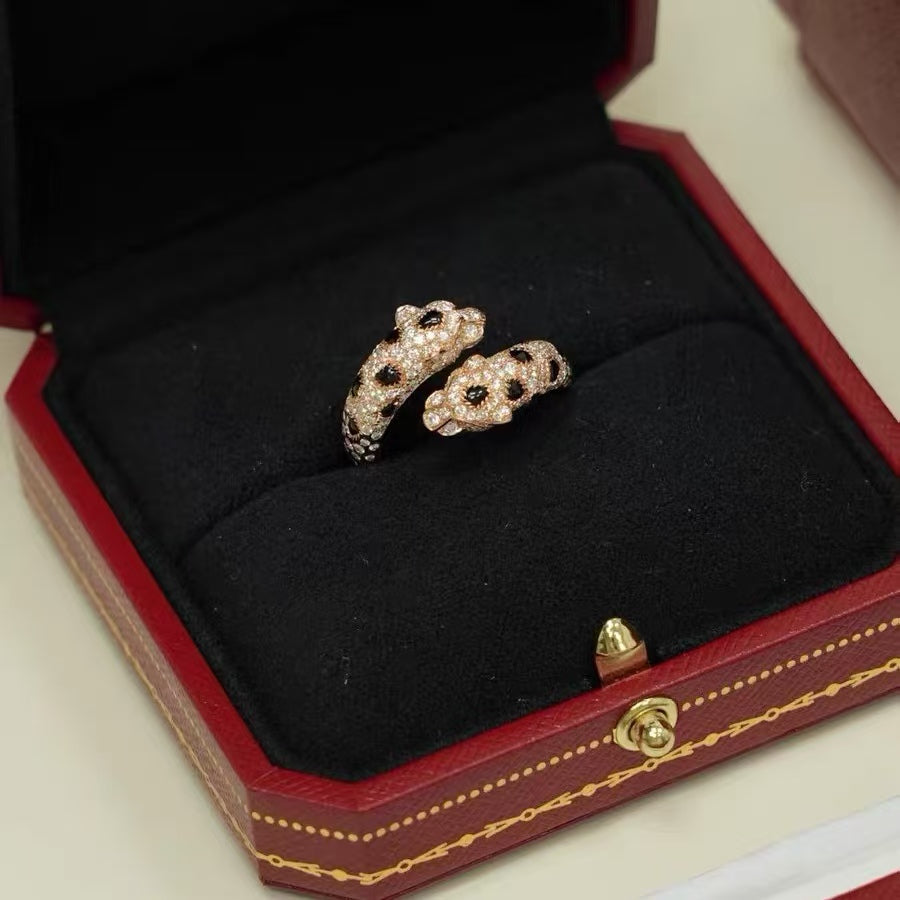 [AURORA]PANTHERE DOUBLE LEOPARD HEAD RING(NO BOX)