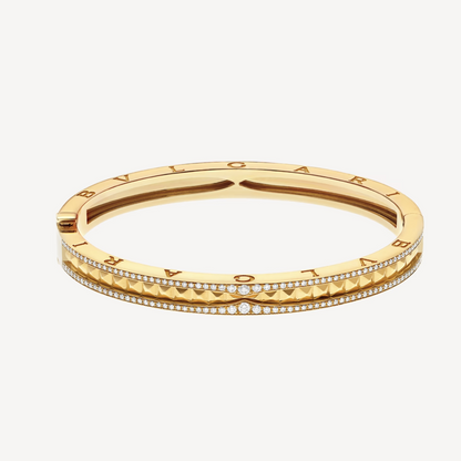 [AURORA]ZERO 1 SPIRAL AND PAVED DIAMOND GOLD BRACELET
